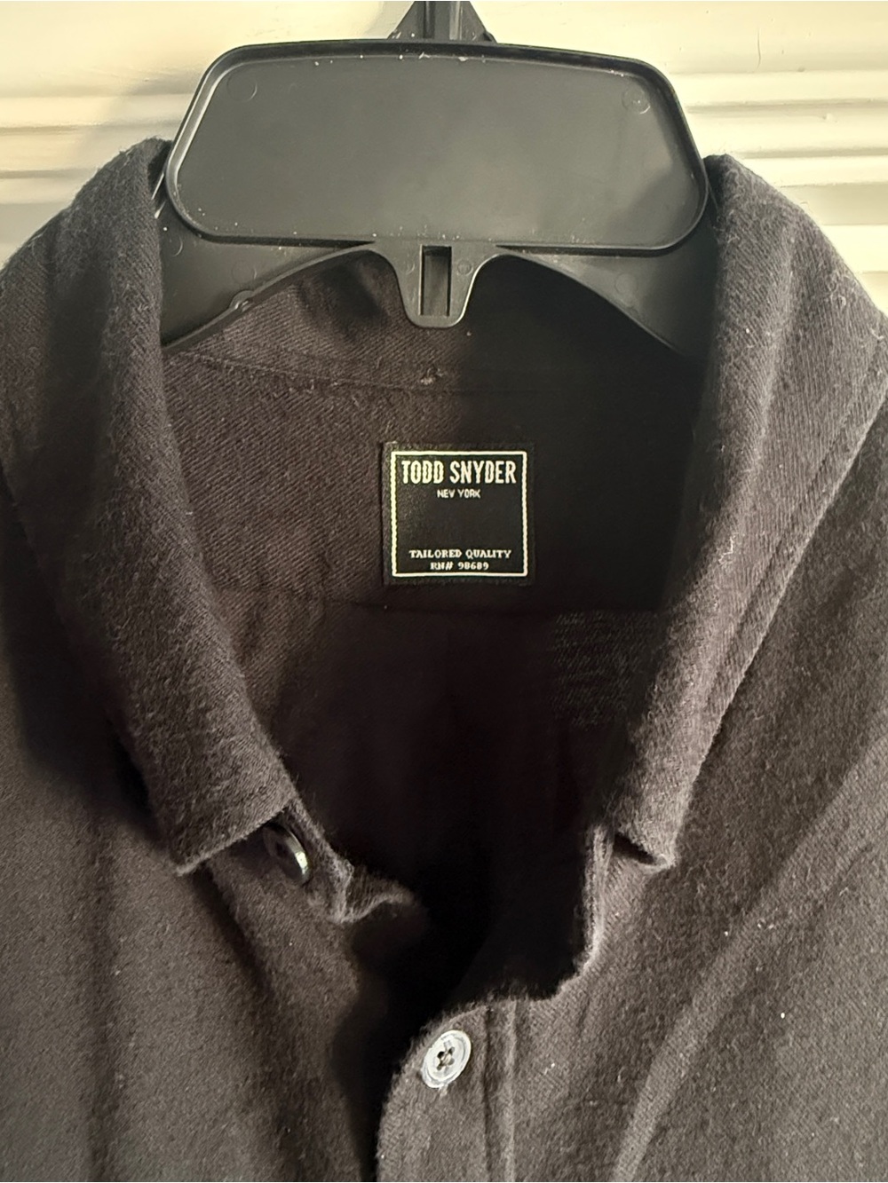 Todd Snyder Shirt Mens L Black Brushed Flannel Cotton Tencel Button Down Pocket